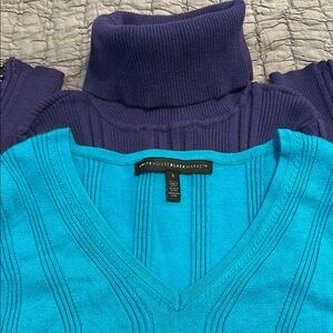 White House Black Market Women's set of two Blue and Purple Sweaters size small.